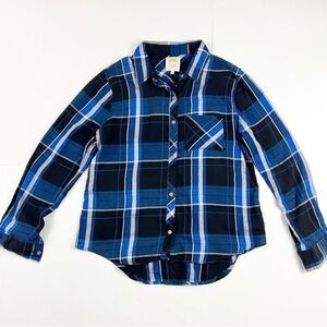 C&C California Blue Plaid Pocket Button Down Shirt Size Medium